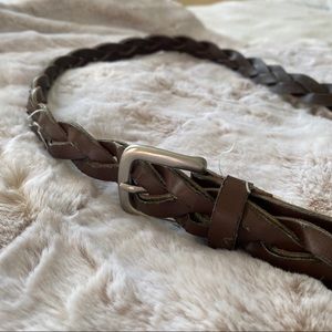 Braided Brown Faux Leather Belt